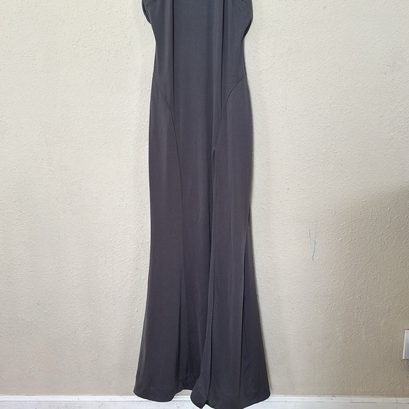House Of CB Juliette Shadow Halter Gown gray Maxi gown NWOT size Large - Picture 6 of 13